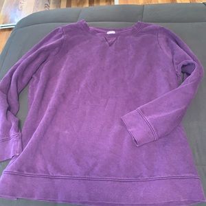 Dark purple fleece and cotton sweatshirt.